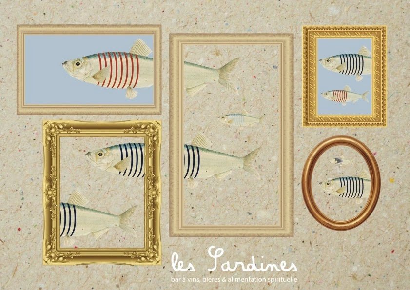 Affiche vintage Les Sardines beige - La guinguette des Sardines